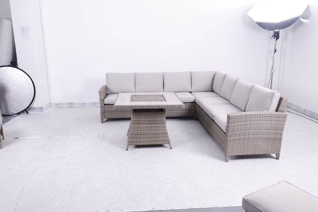 Balancia Large Square Corner Sofa Set with Firepit Table
