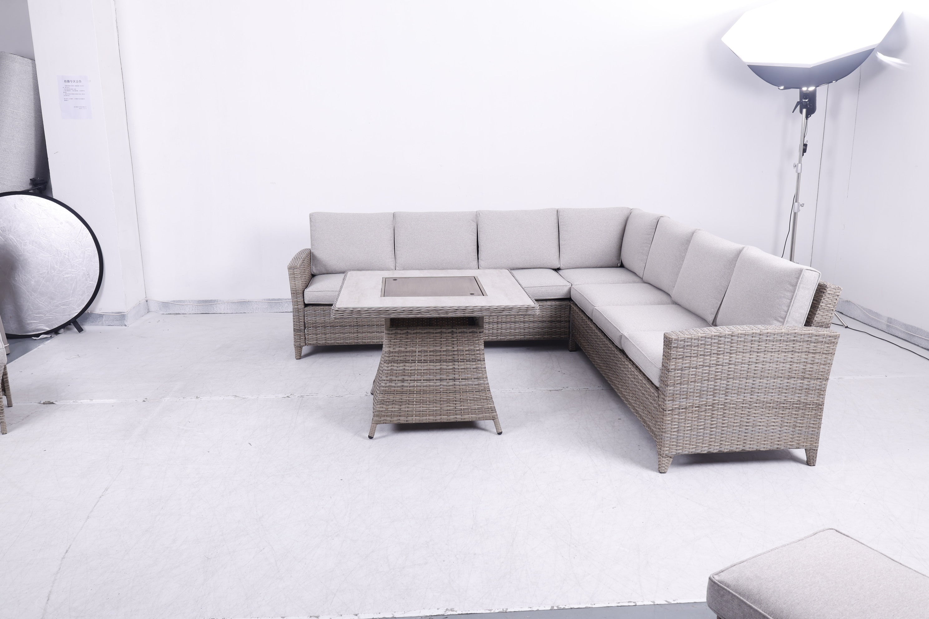 Balancia Large Square Corner Sofa Set with Firepit Table