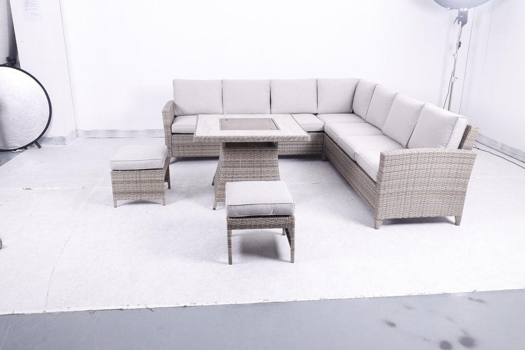 Balancia Large Square Corner Sofa Set with Firepit Table