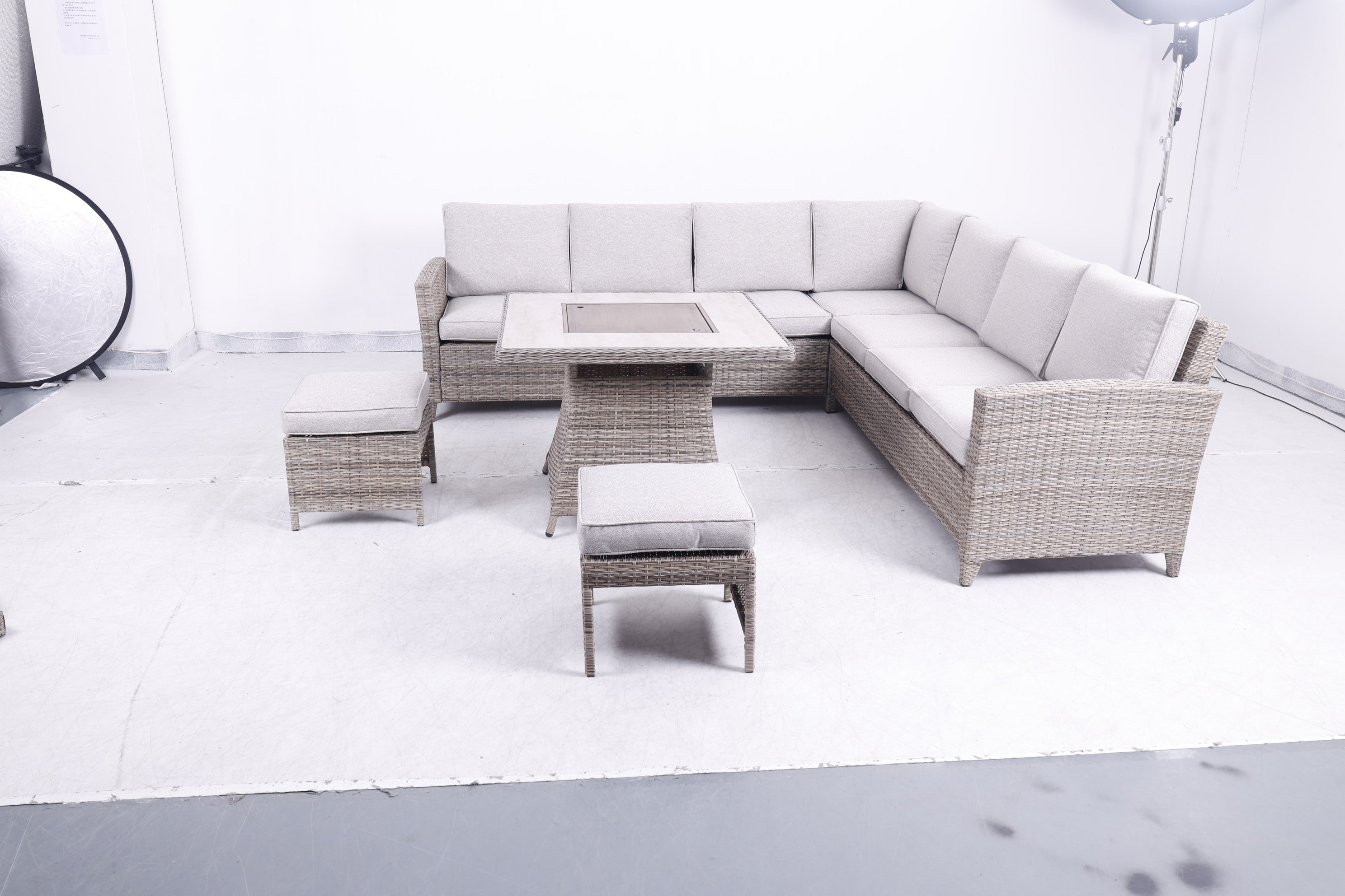 Balancia Large Square Corner Sofa Set with Firepit Table