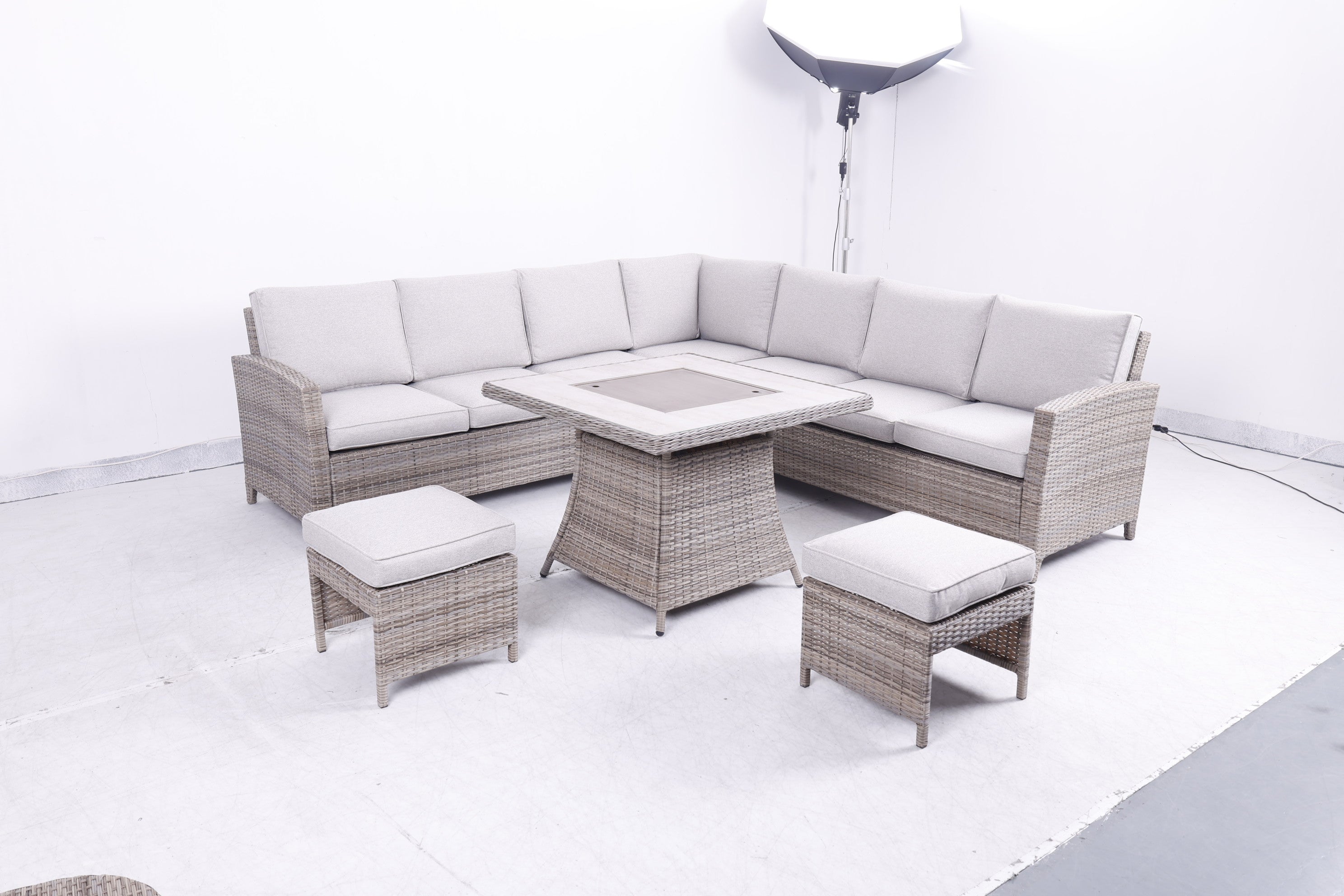 Balancia Large Square Corner Sofa Set with Firepit Table