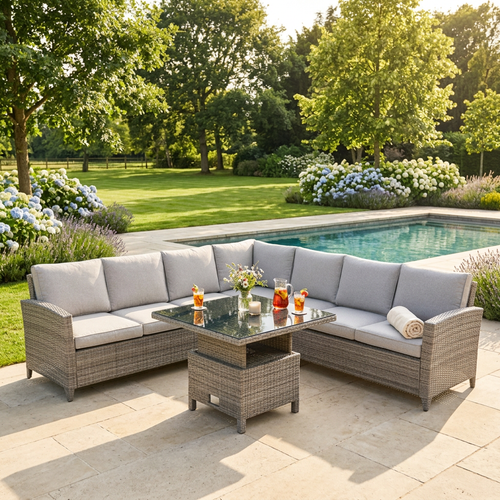 Balancia Large Square Corner Sofa Set with Height Adjustable Table