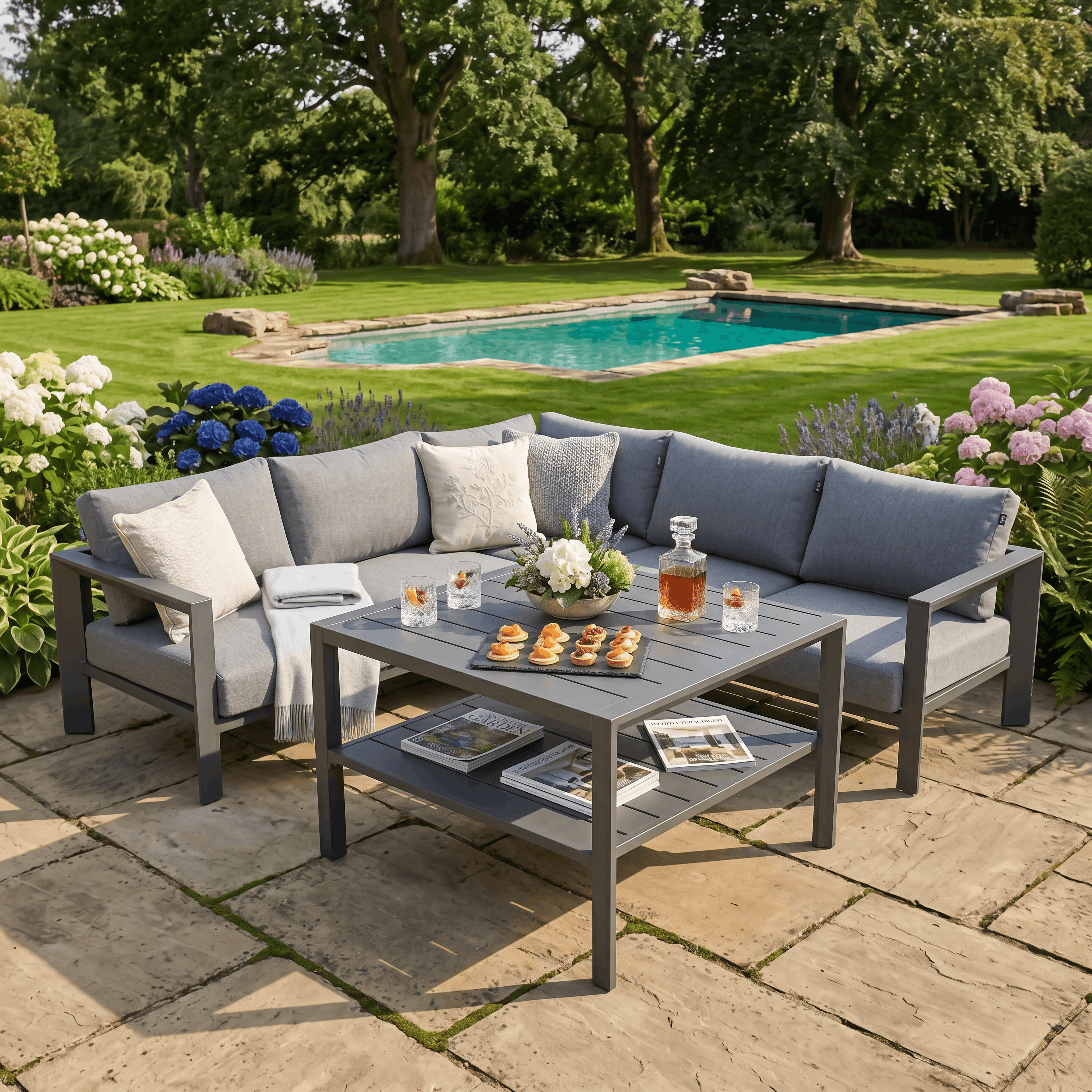 Epasa Square Corner Sofa Set with Coffee Table