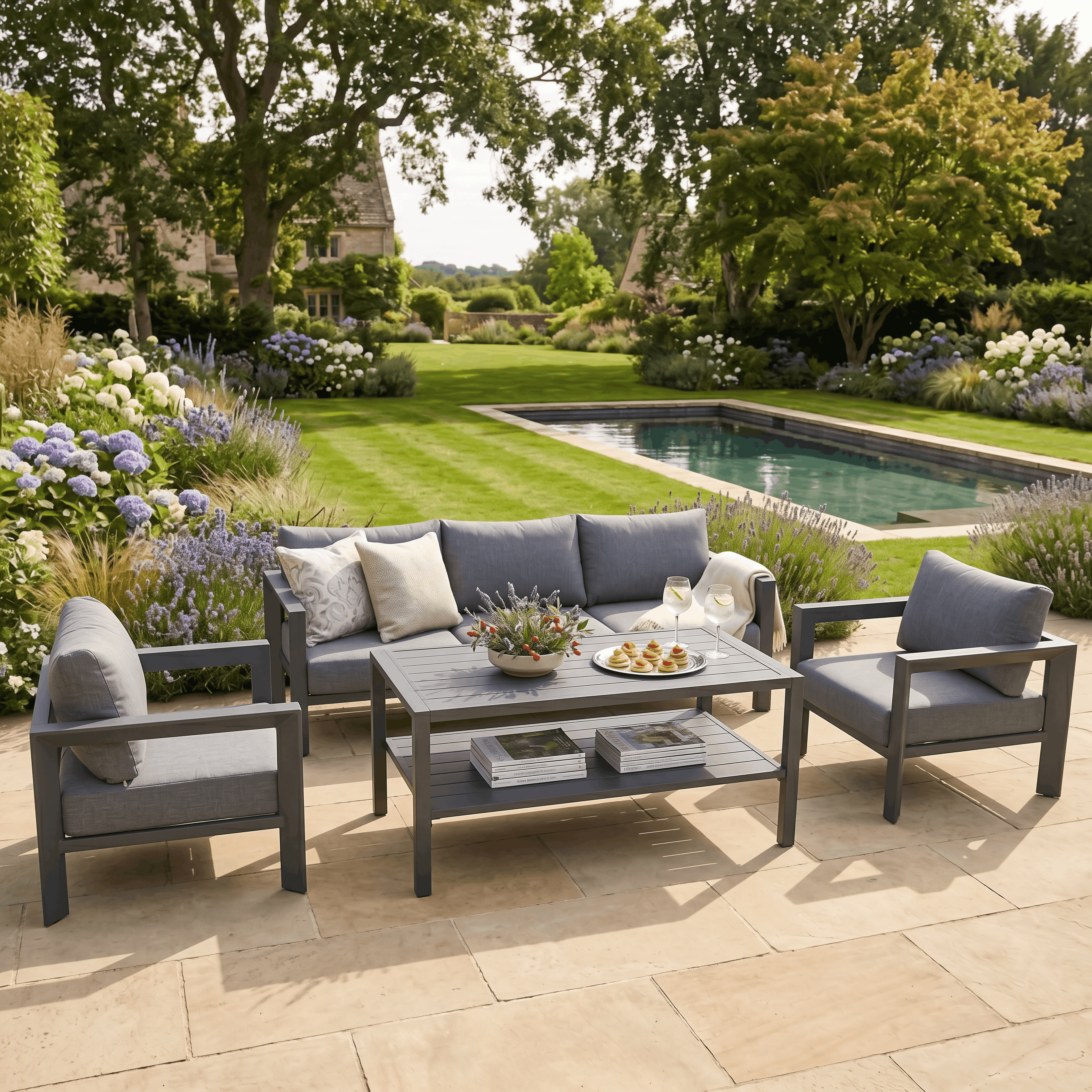 Epasa 3-Seater Sofa Set with 2 Armchairs & Coffee Table