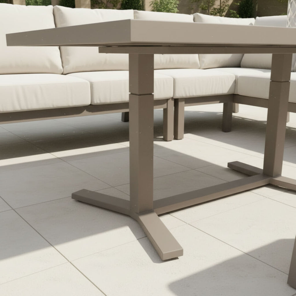 Langous L Corner Sofa Set with 2 Stools, Piston Height Adjustable Table