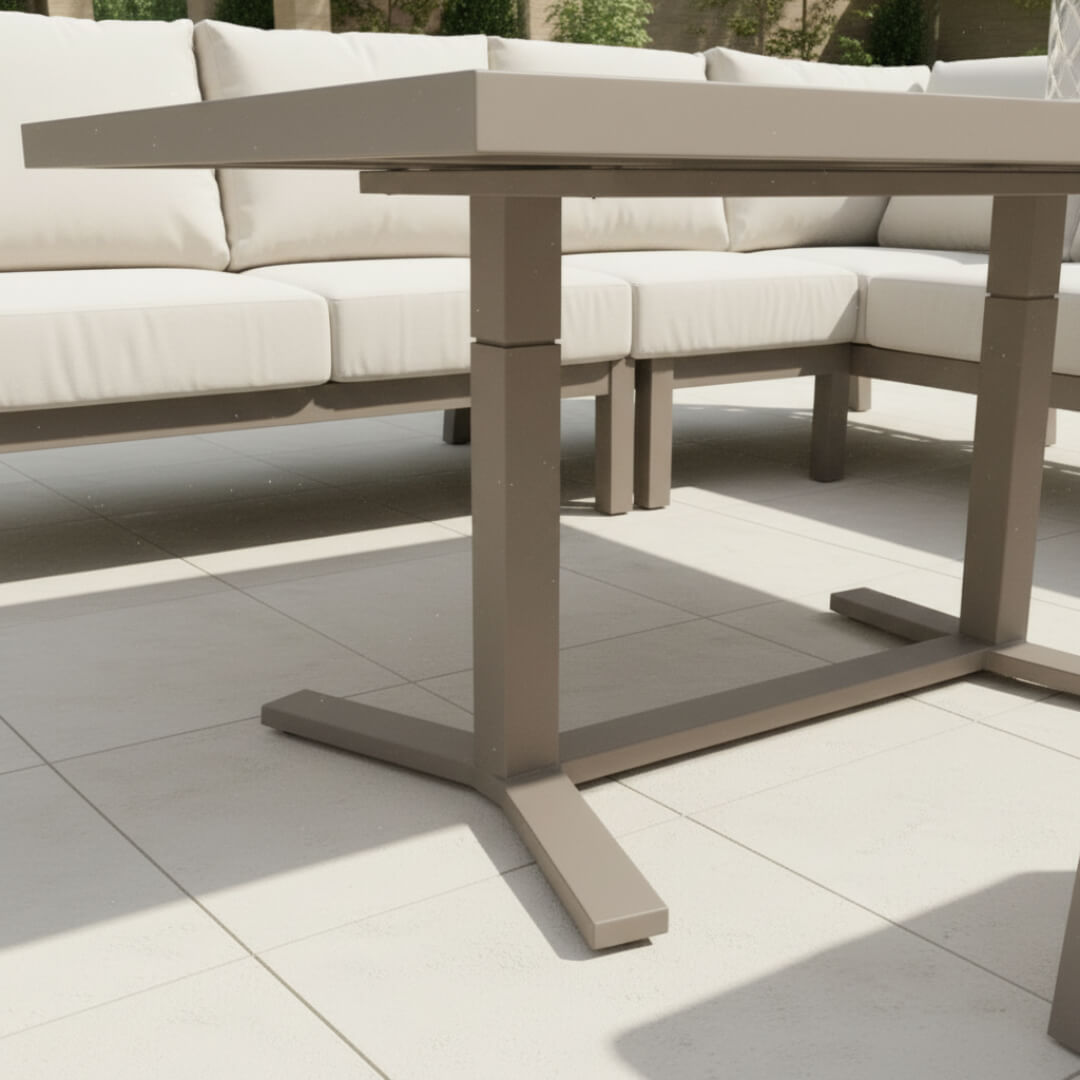 Langous L Corner Sofa Set with 2 Stools, Piston Height Adjustable Table