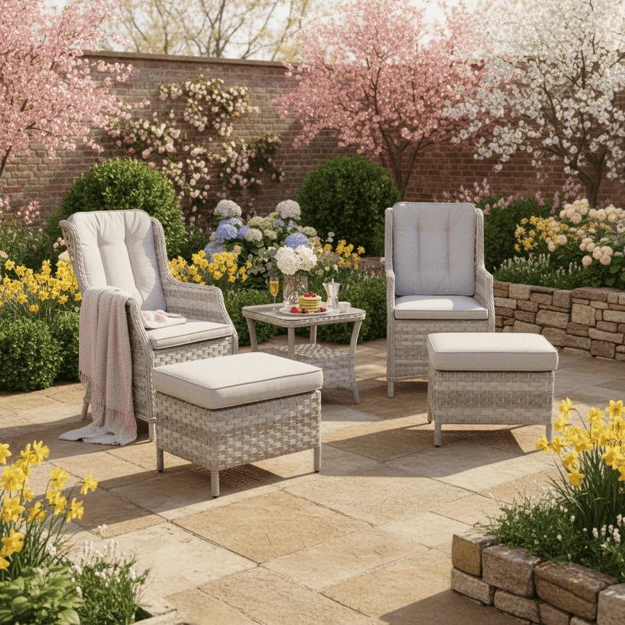 Lounge Bistro Set with Two Stools