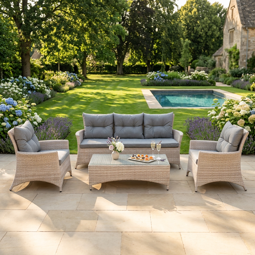 Alivar Deluxe 3-Seater Sofa Set with 2 Armchairs & Coffee Table