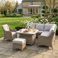 Large Square Corner Sofa Set with Stool & Armchair, Piston Height Adjustable Table
