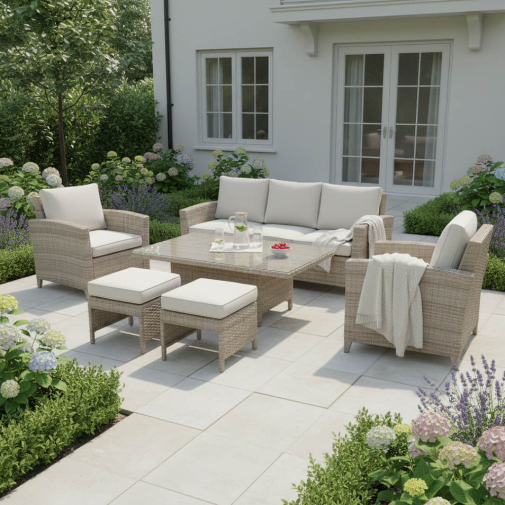 Balancia 3-Seater Sofa Set with 2 Armchairs & Height Adjustable Table