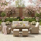 Varoon 3-Seater Sofa Set with 2 Armchairs, 2 Stools & Standard Table