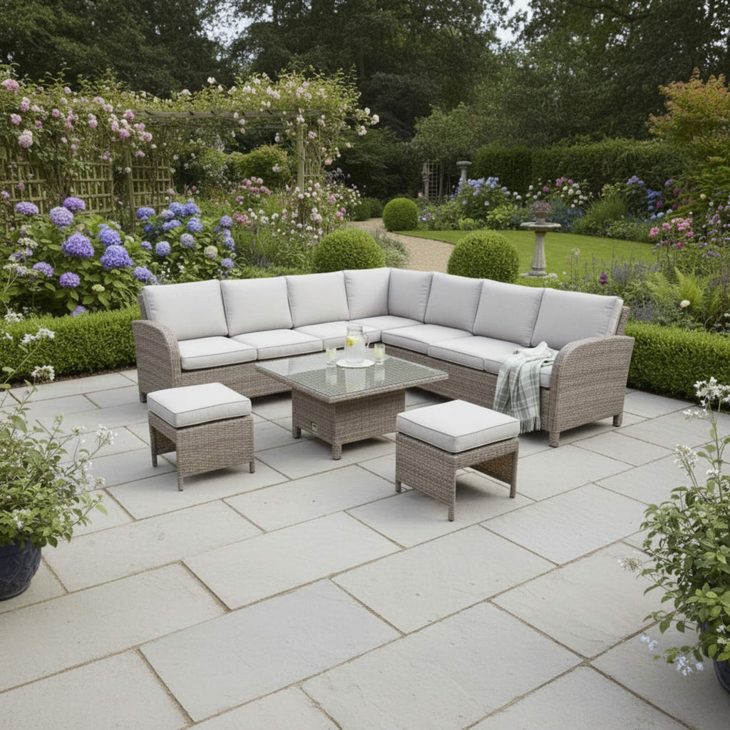 Large Square Corner Sofa Set with Height Adjustable Table
