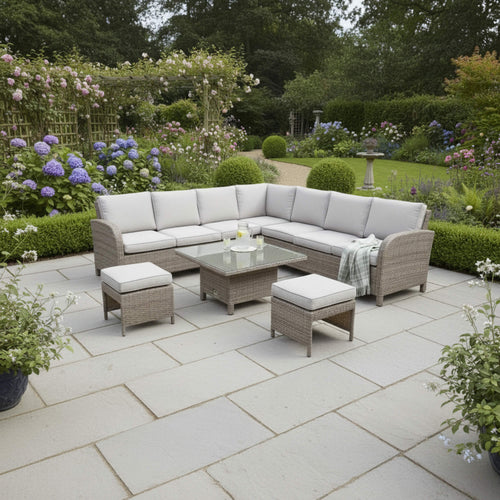 Large Square Corner Sofa Set with Height Adjustable Table