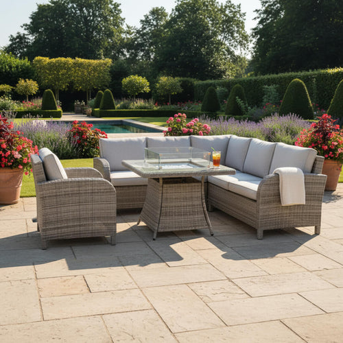 Savana Square Corner Sofa Set with Firepit Table