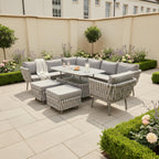 Sophia L Corner Sofa Set with Armchair, 2 Stools and Height Adjustable Table