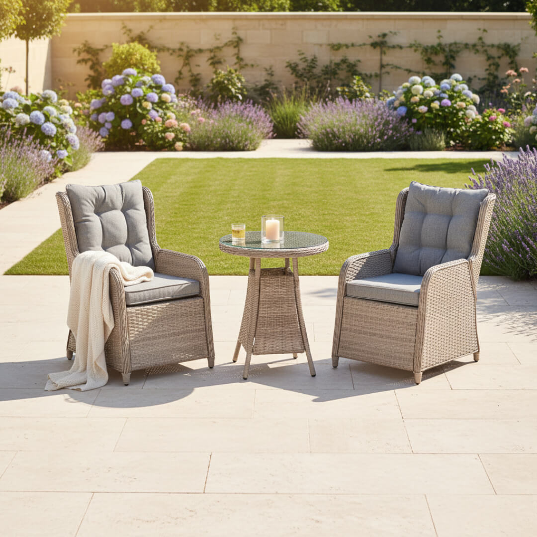 Trueas 2 Seat Reclining Wingback Bistro Set with Table