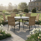 Balma Anthracite/ oatmeal 6 Chair Dining Set