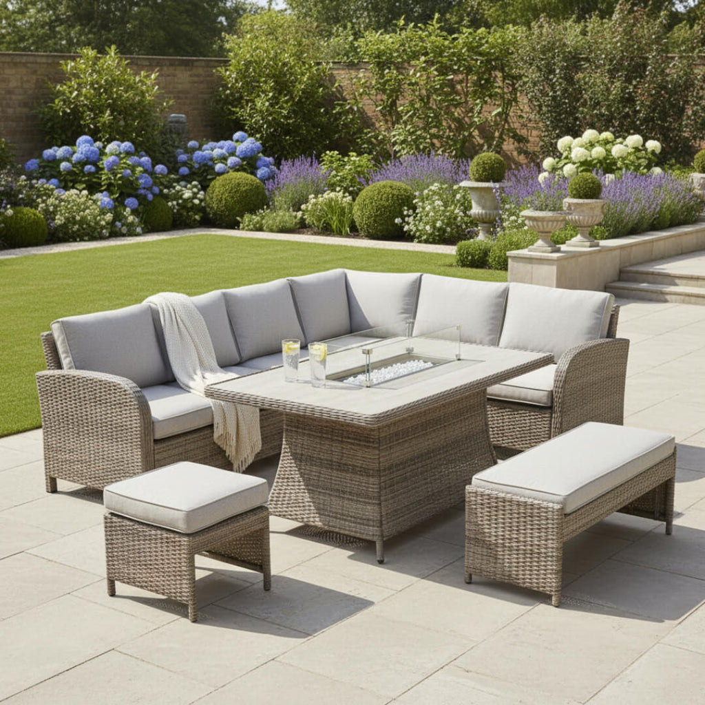 Savana L Corner Sofa Set with Firepit Table
