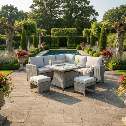 Savana Square Corner Sofa Set with Firepit Table