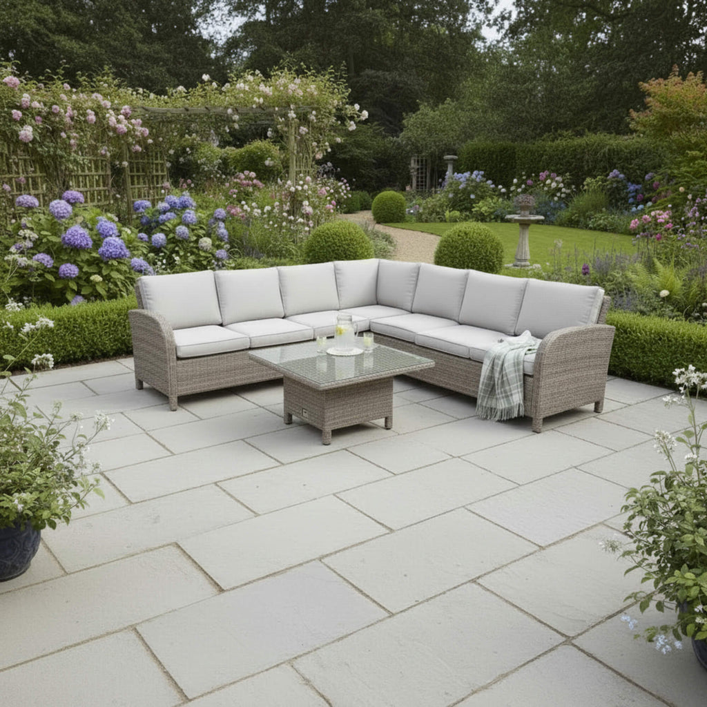 Large Square Corner Sofa Set with Height Adjustable Table
