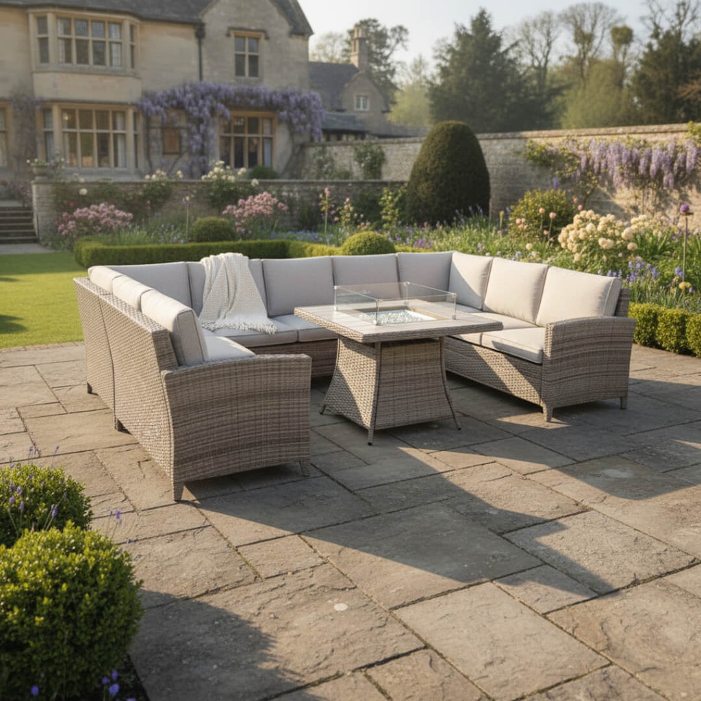 Balancia U Shaped Corner Sofa Set with Firepit Table
