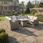 Balancia U Shaped Corner Sofa Set with Firepit Table