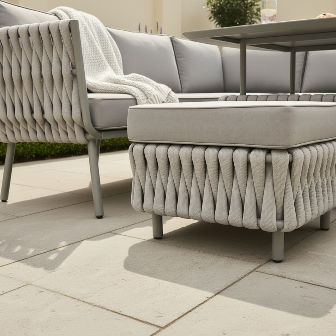 Sophia L Corner Sofa Set with Armchair, 2 Stools and Height Adjustable Table