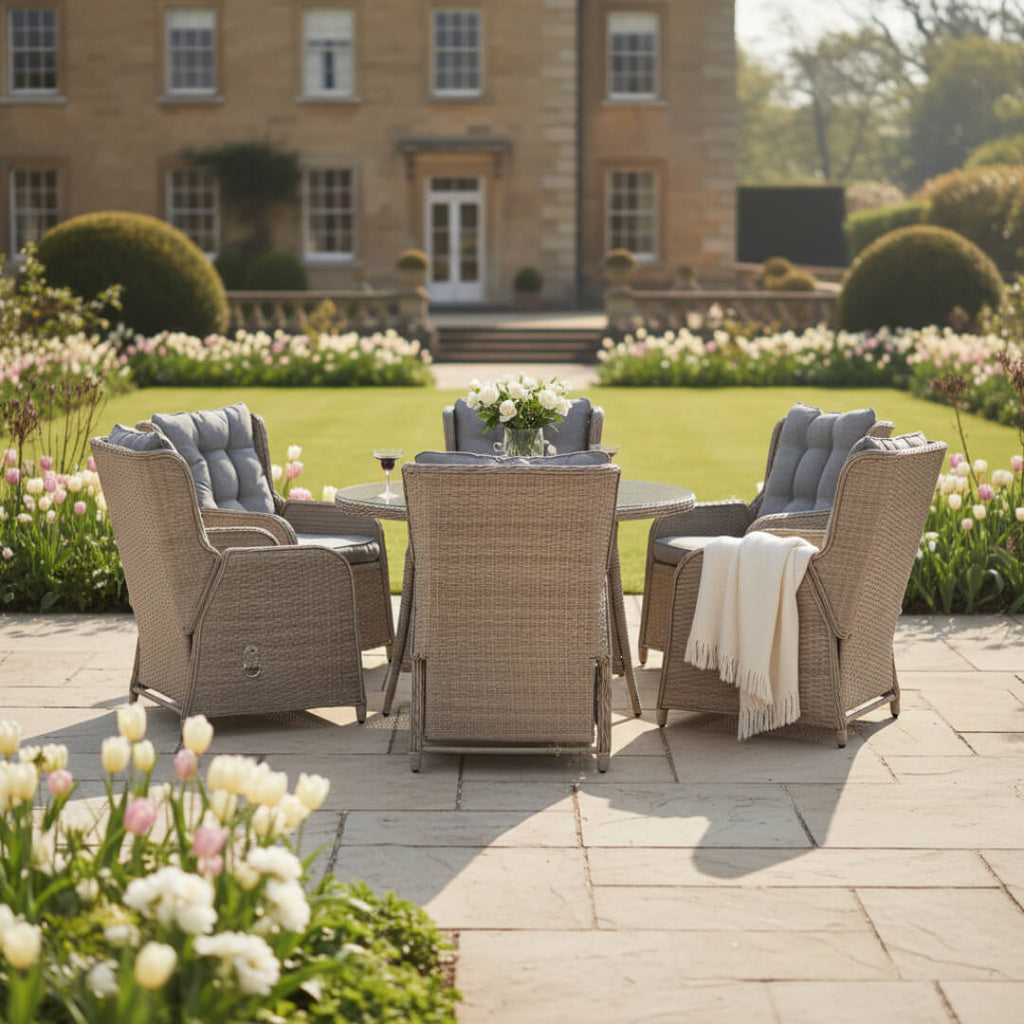 Trueas 6 Chair Reclining Wingback Dining Set