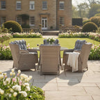 Trueas 6 Chair Reclining Wingback Dining Set