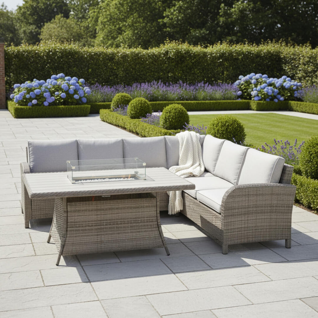Savana L Corner Sofa Set with Firepit Table
