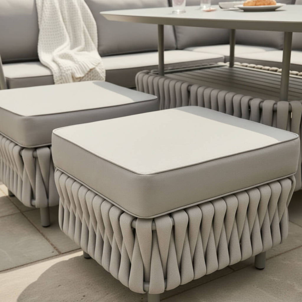 Sophia L Corner Sofa Set with Armchair, 2 Stools and Height Adjustable Table