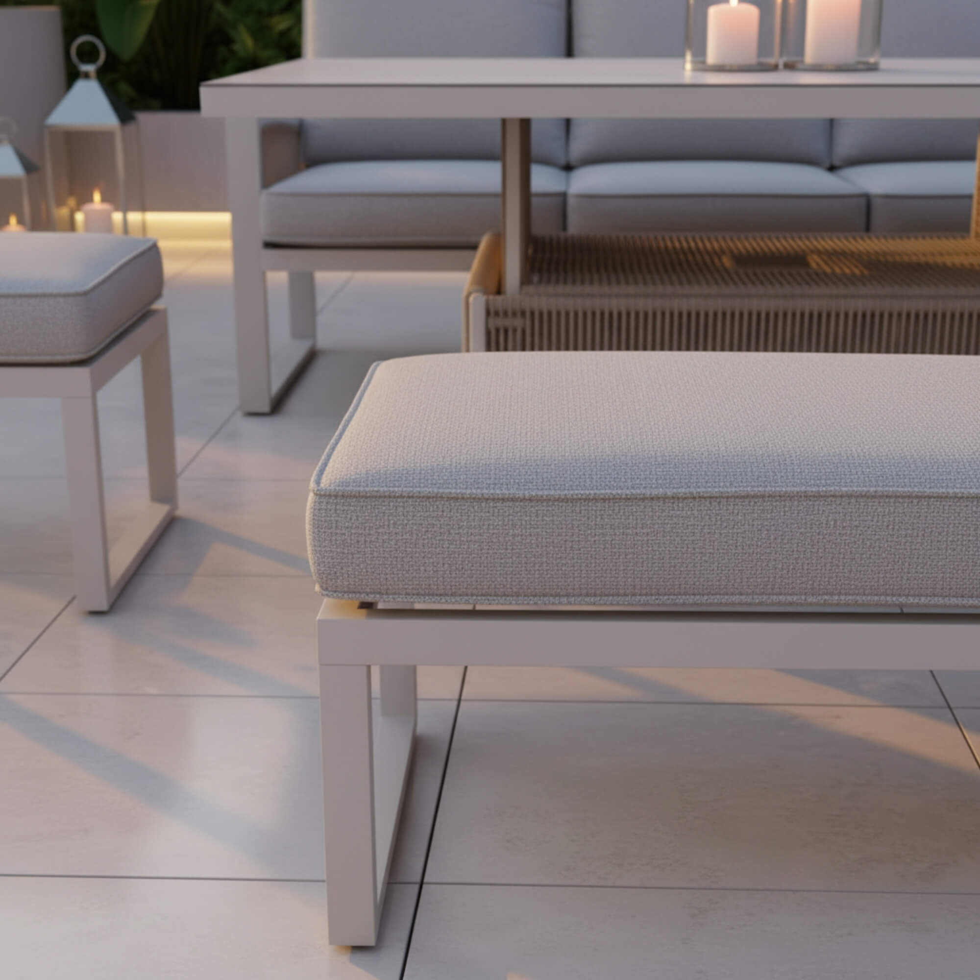 Oakfield L Corner Sofa Set with Bench, Stool & Height Adjustable Table