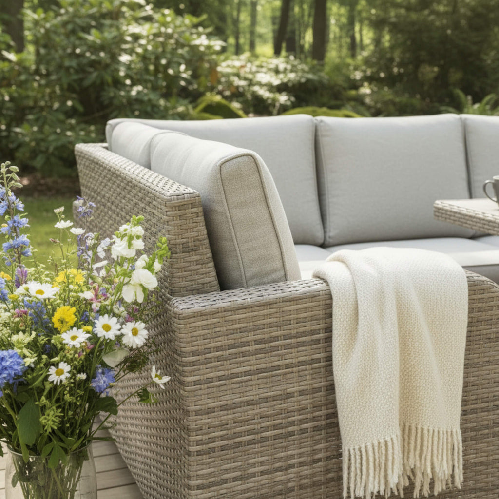 Savana U Shaped Corner Sofa Set with Firepit Table