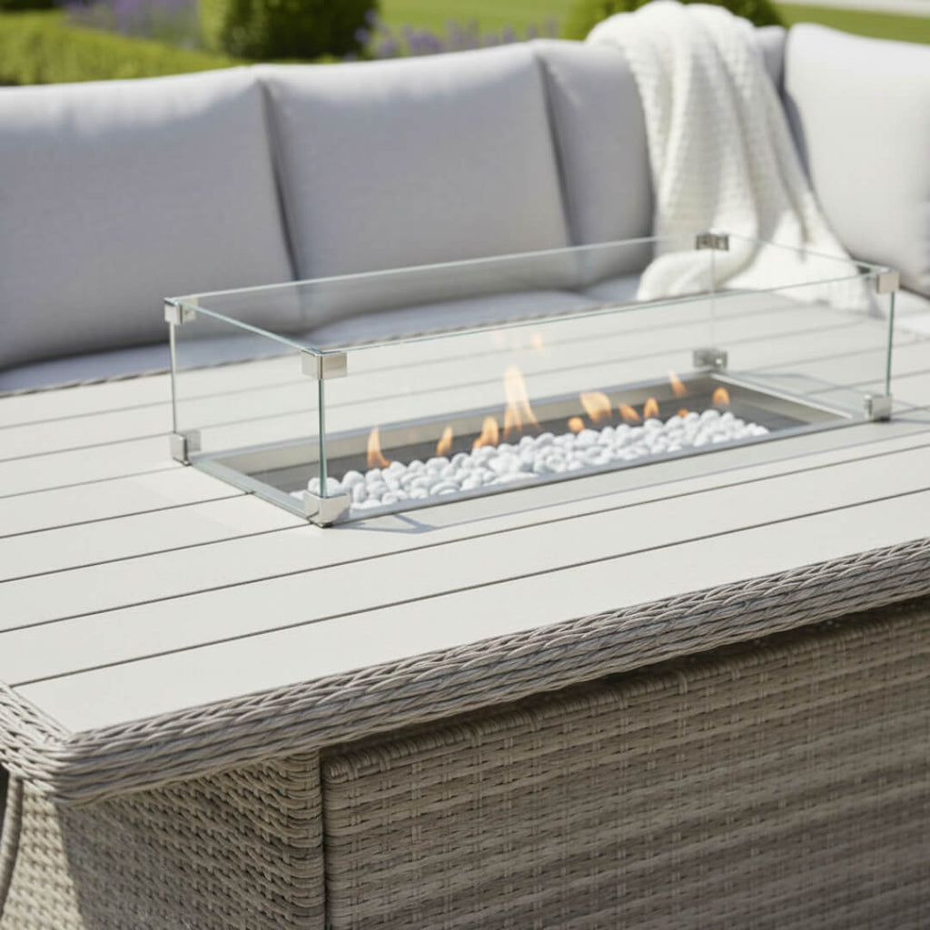 Savana L Corner Sofa Set with Firepit Table