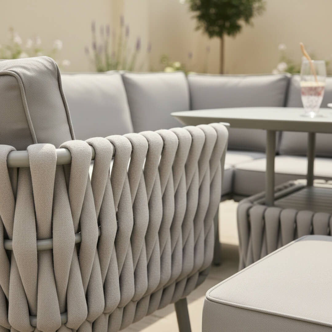 Sophia L Corner Sofa Set with Armchair, 2 Stools and Height Adjustable Table