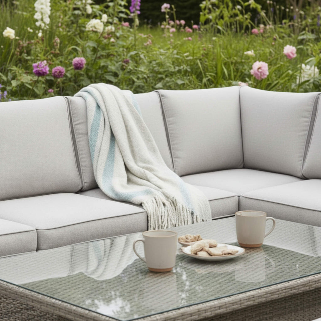 Large Square Corner Sofa Set with Height Adjustable Table
