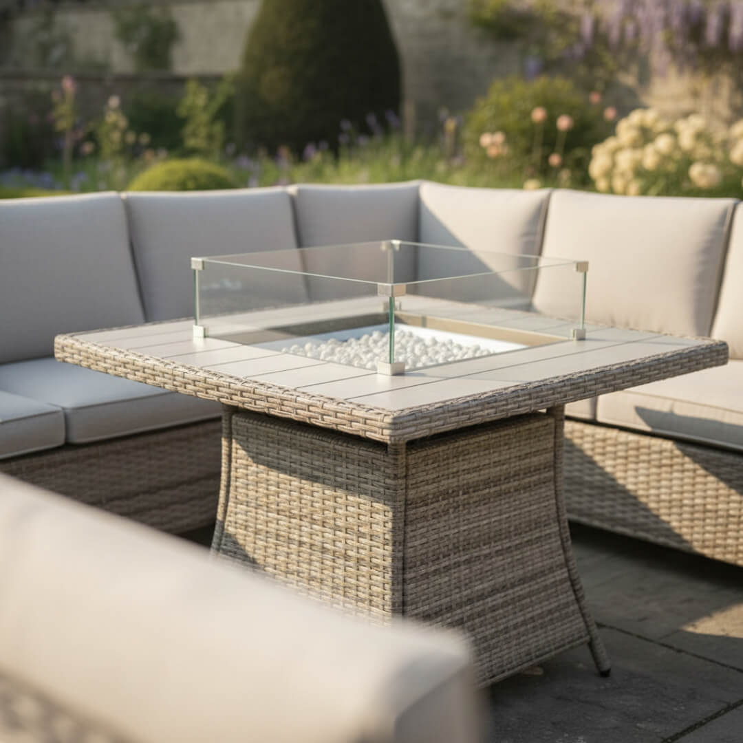 Balancia U Shaped Corner Sofa Set with Firepit Table