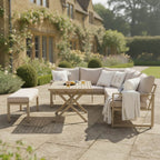 Tooran L Corner Sofa Set with Bench, X-leg Dining Table