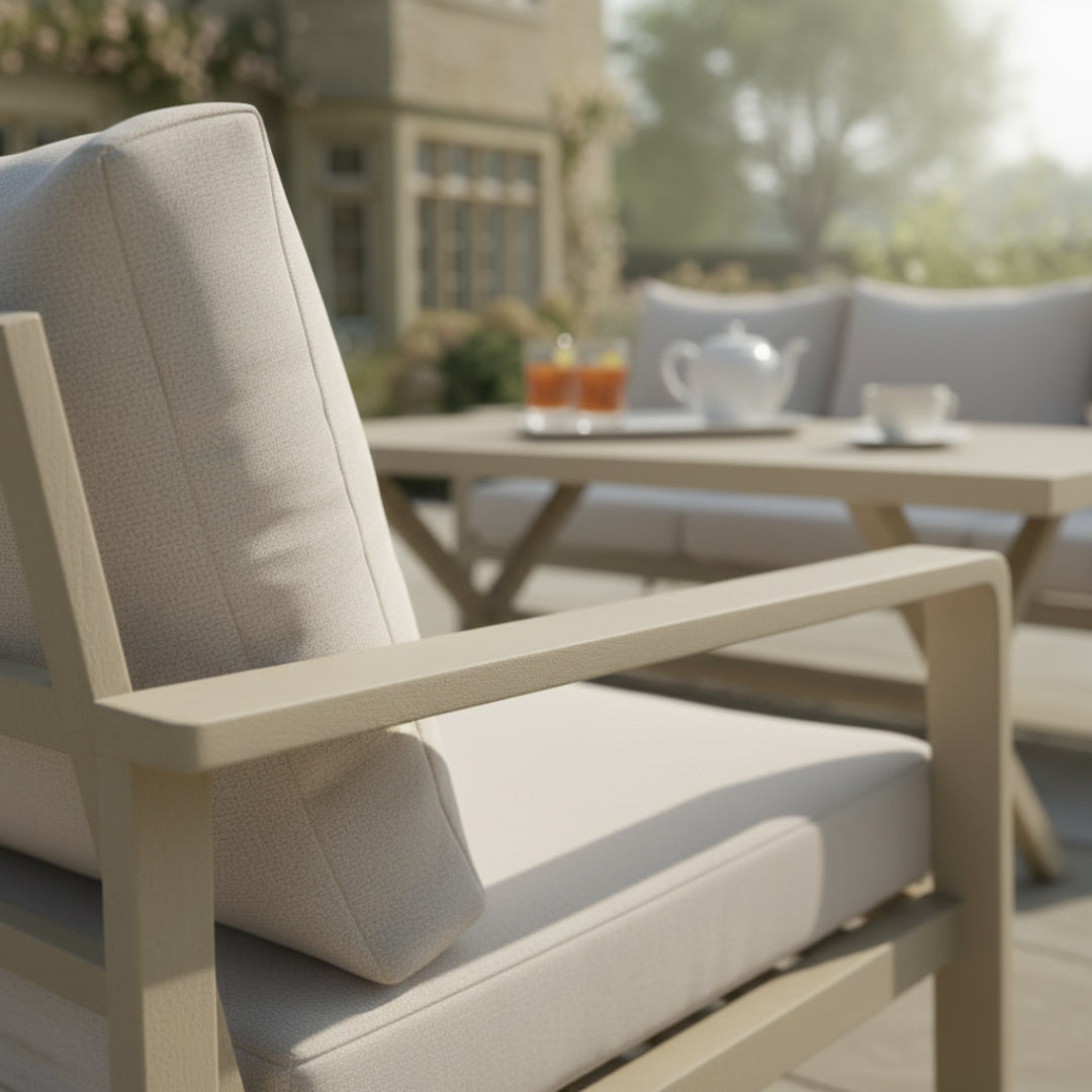 3-Seater Sofa Set with 2 Armchairs, Bench & X-Leg Dining Table