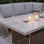 Oakfield L Corner Sofa Set with Bench, Stool & Height Adjustable Table