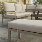 Tooran L Corner Sofa Set with Bench, X-leg Dining Table