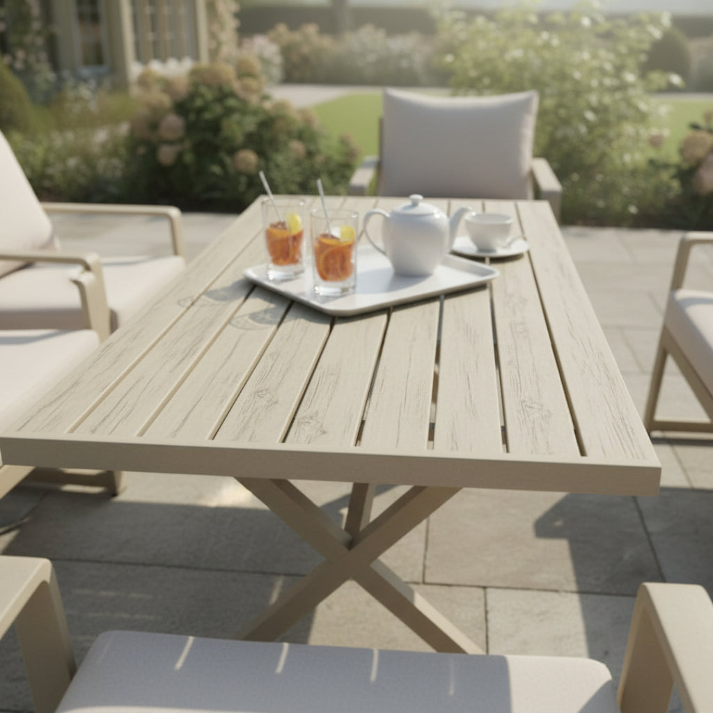 3-Seater Sofa Set with 2 Armchairs, Bench & X-Leg Dining Table