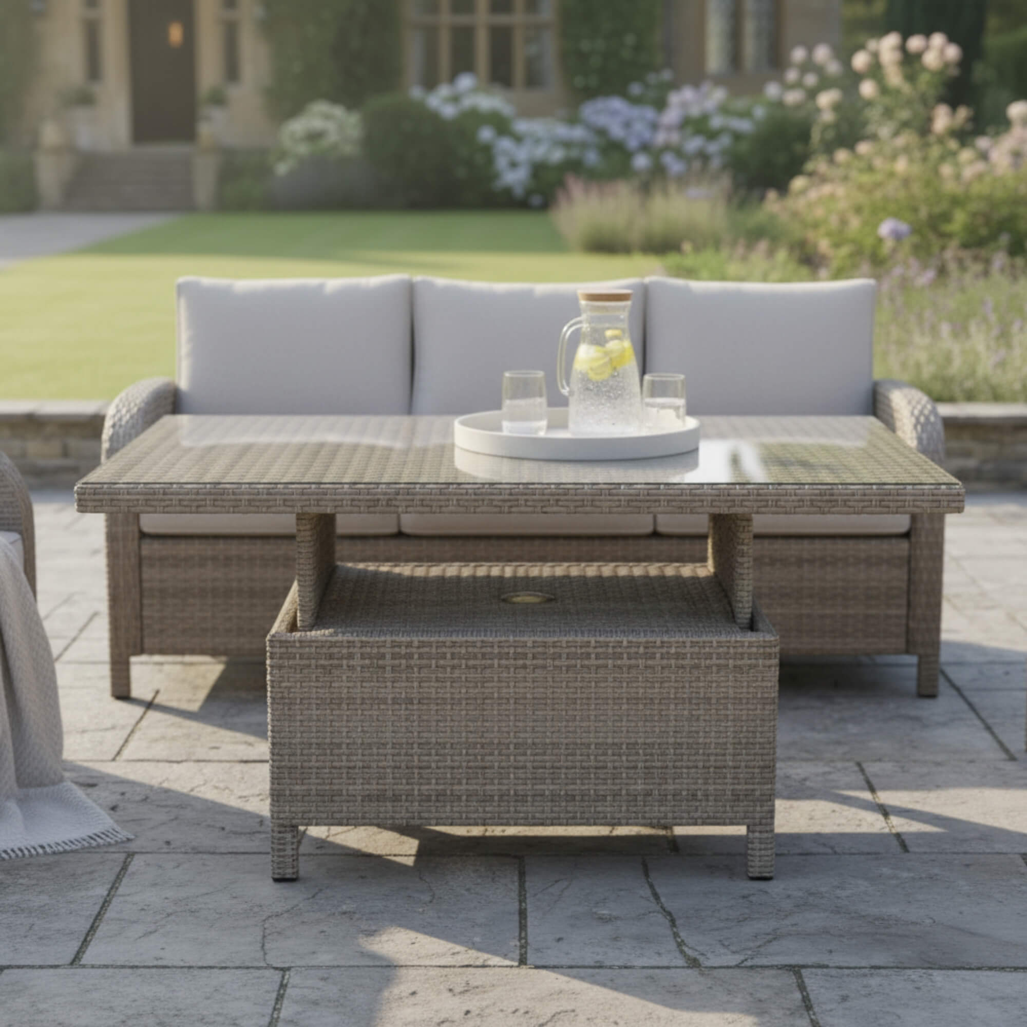 Savana 3-Seater Sofa Set with 2 Armchairs & Height Adjustable Table