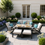 Longton 3-Seater Sofa Set with 2 Armchairs, 2 Stools & Height Adjustable Table
