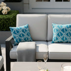 Longton 3-Seater Sofa Set with 2 Armchairs, 2 Stools & Height Adjustable Table