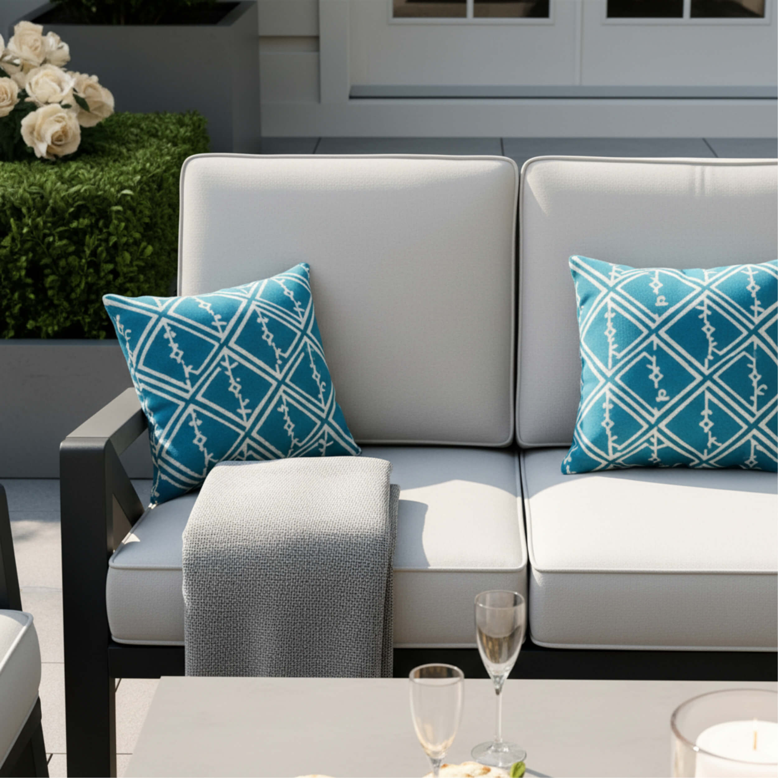 Longton 3-Seater Sofa Set with 2 Armchairs, 2 Stools & Height Adjustable Table